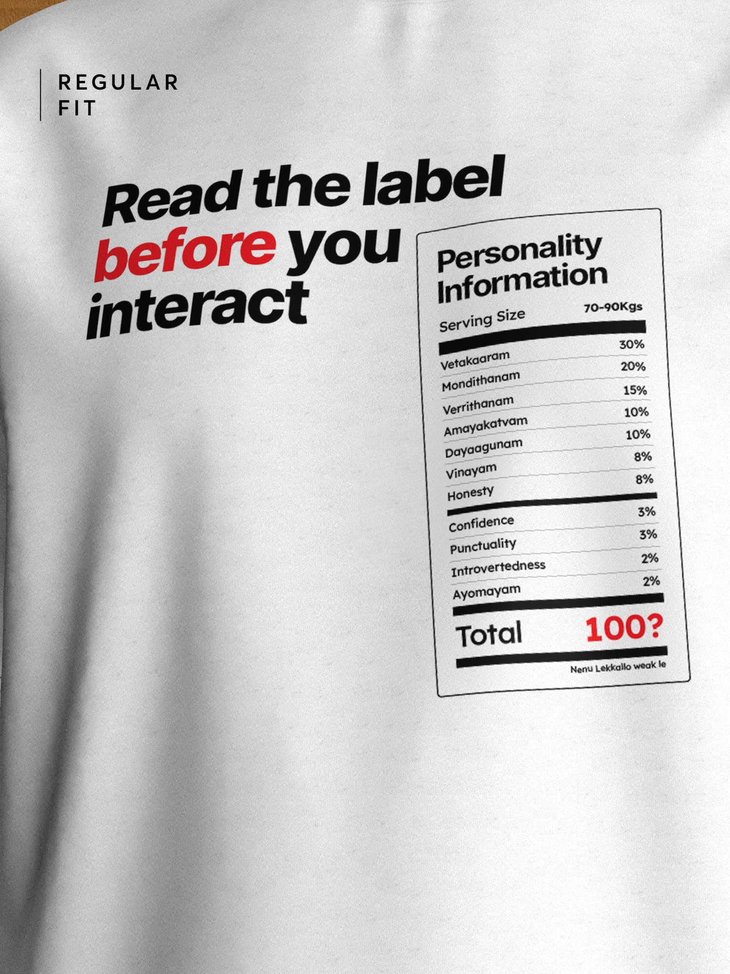 Personality information label